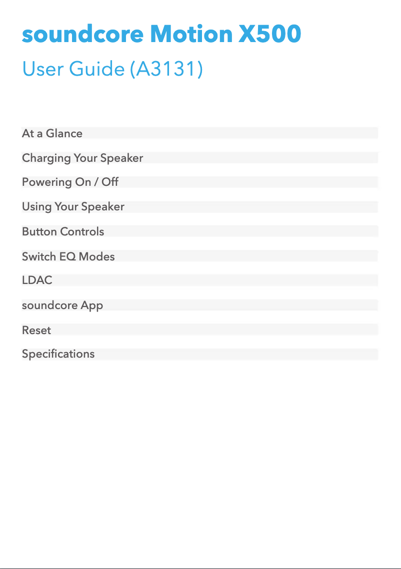 Page n°1 - Manuel utilisateur Soundcore Motion X500