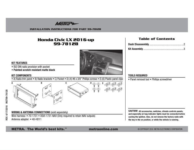 Page n°1 - Mode d'emploi Metra 99-7812B