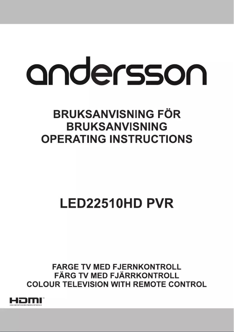 Page 1 de la notice Manuel utilisateur Andersson LED22510HD PVR