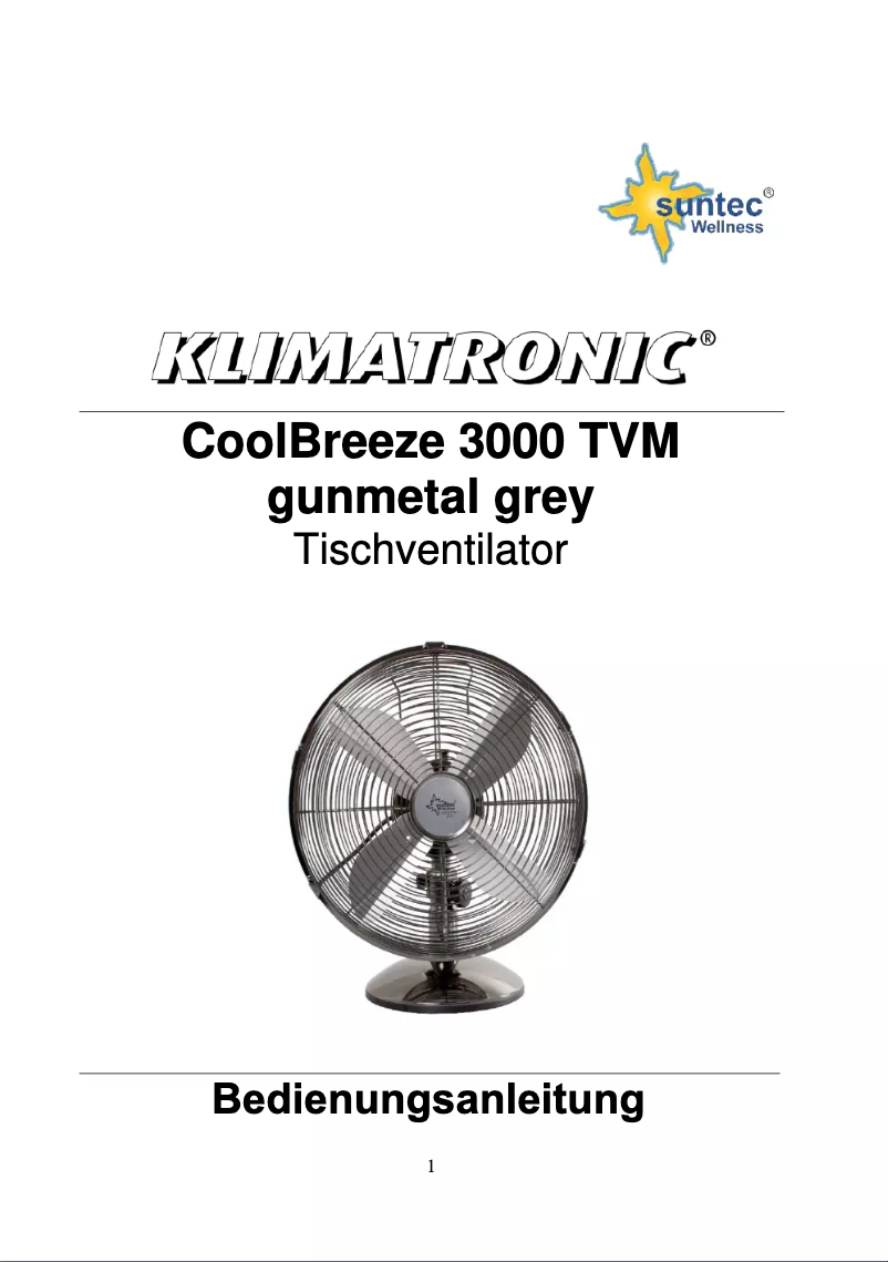 Page 1 de la notice Manuel utilisateur Suntec CoolBreeze 3000 TVM