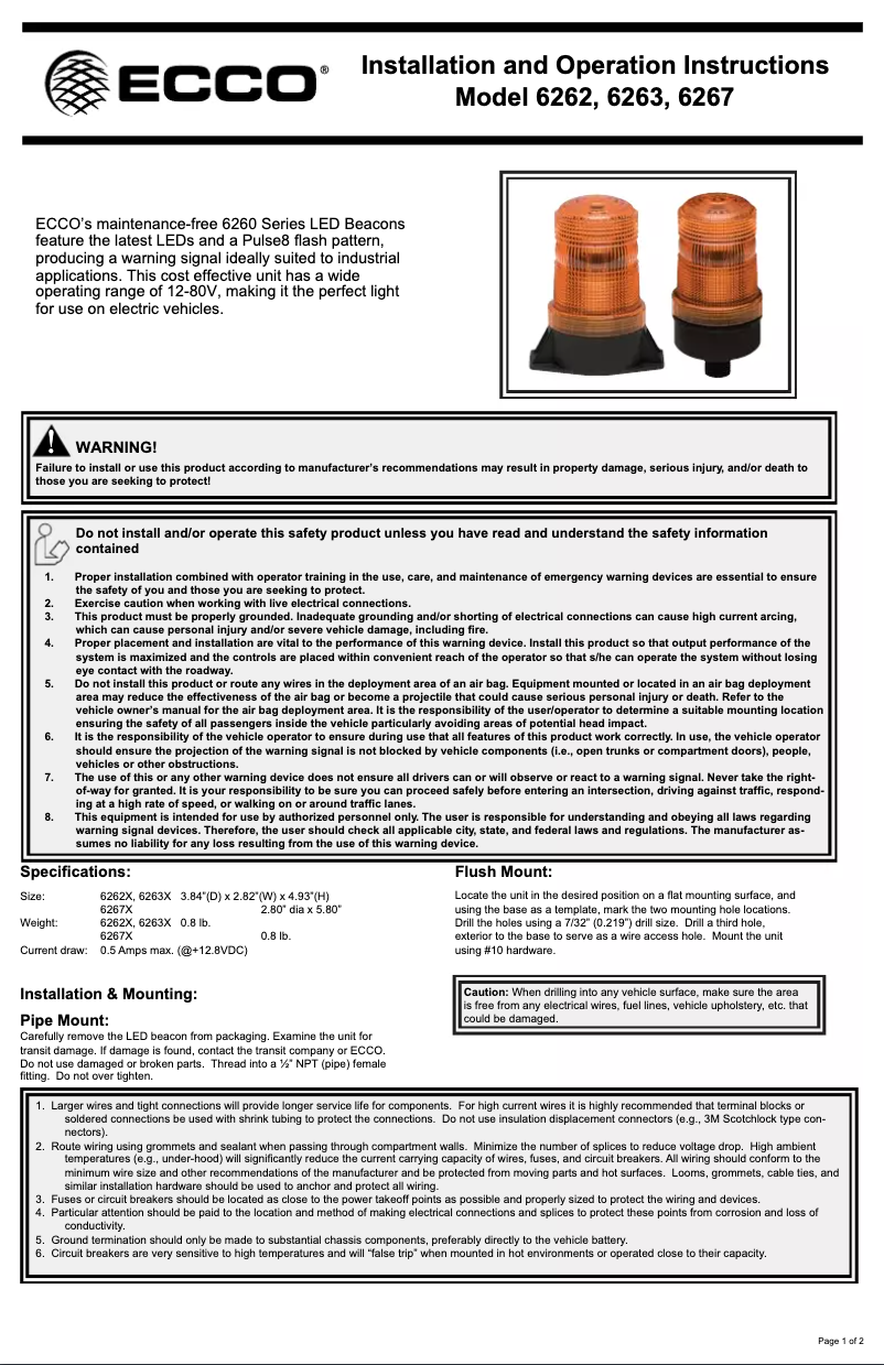 Page 1 de la notice Manuel utilisateur ECCO X6262