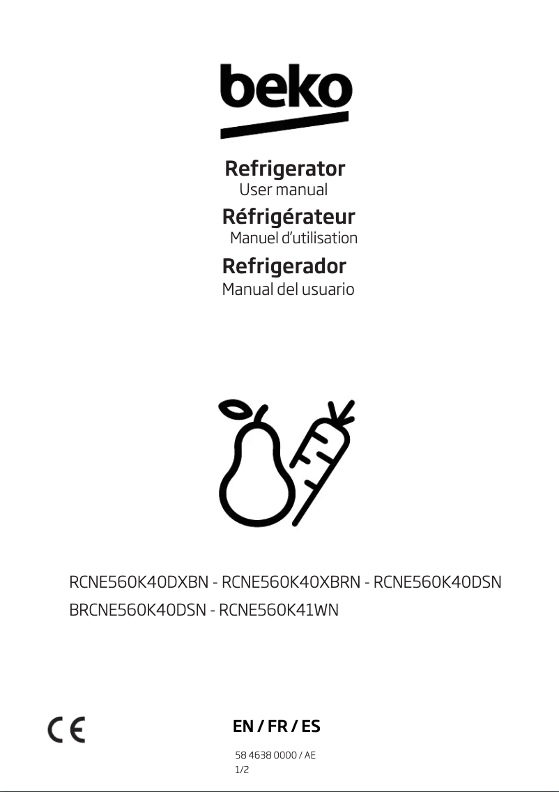 Page 1 de la notice Manuel utilisateur Beko BRCNE560K40DSN