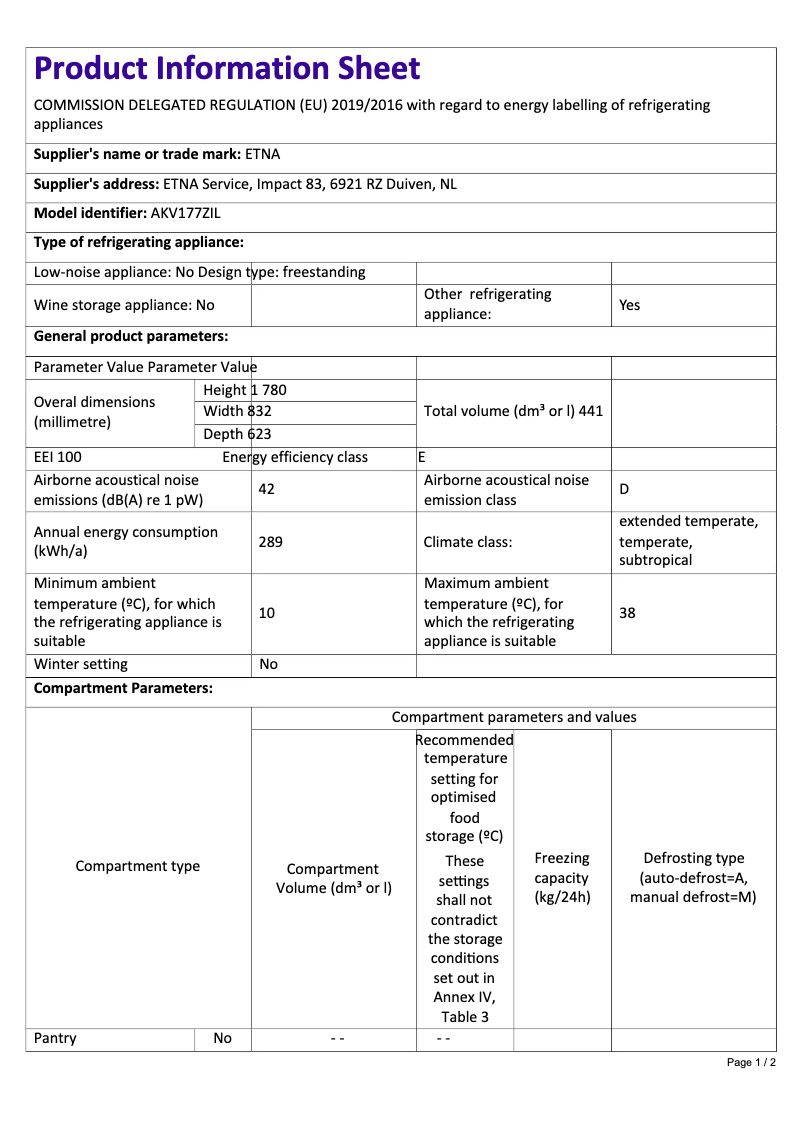 Image de la première page du manuel de l'appareil AKV177ZIL