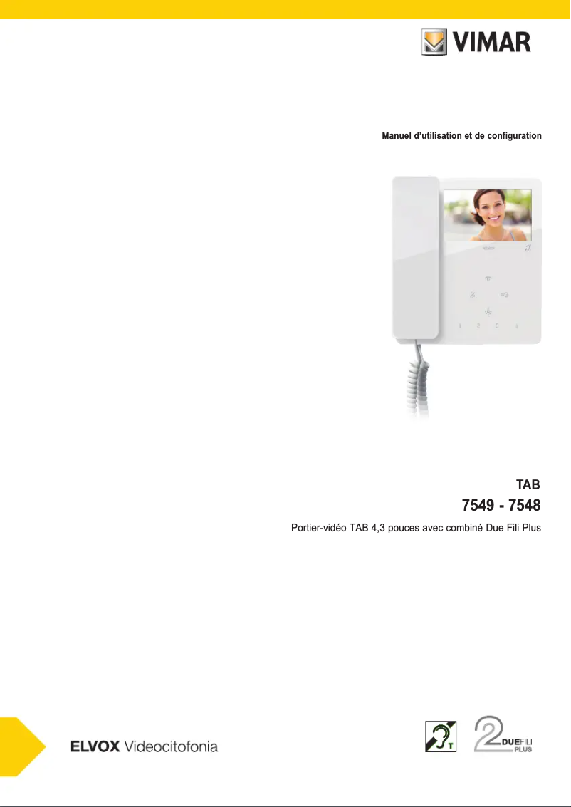 Page 1 de la notice Manuel utilisateur Vimar ELVOX 7549
