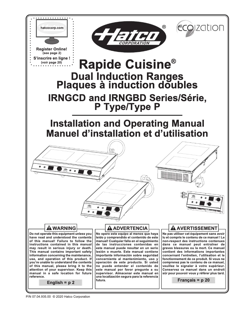 Image de la première page du manuel de l'appareil Rapide Cuisine IRNG-PC2S-36-IA