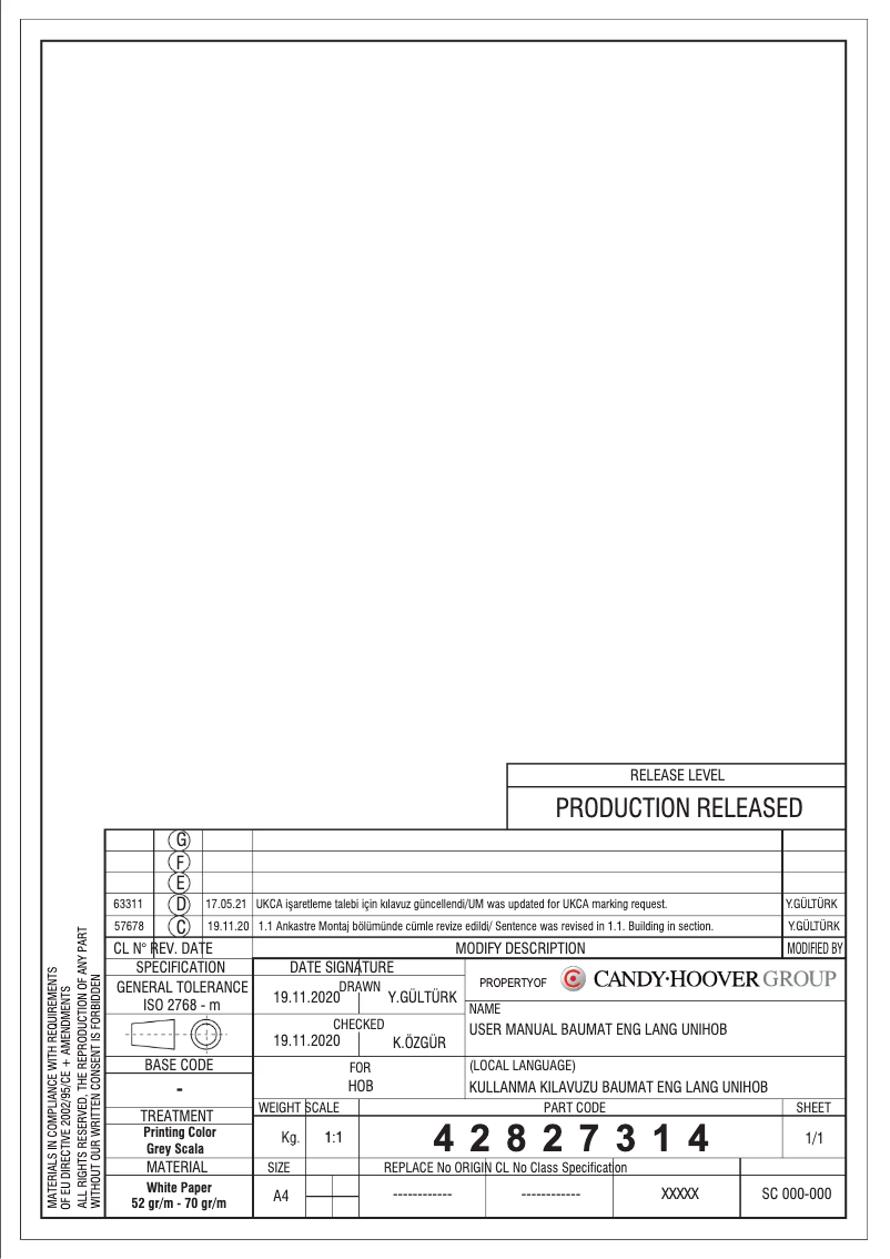 Page 1 de la notice Manuel utilisateur Baumatic BHIG620B