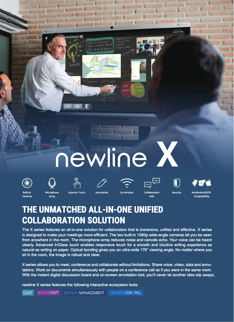 Page 1 de la notice Fiche technique Newline TruTouch X Series