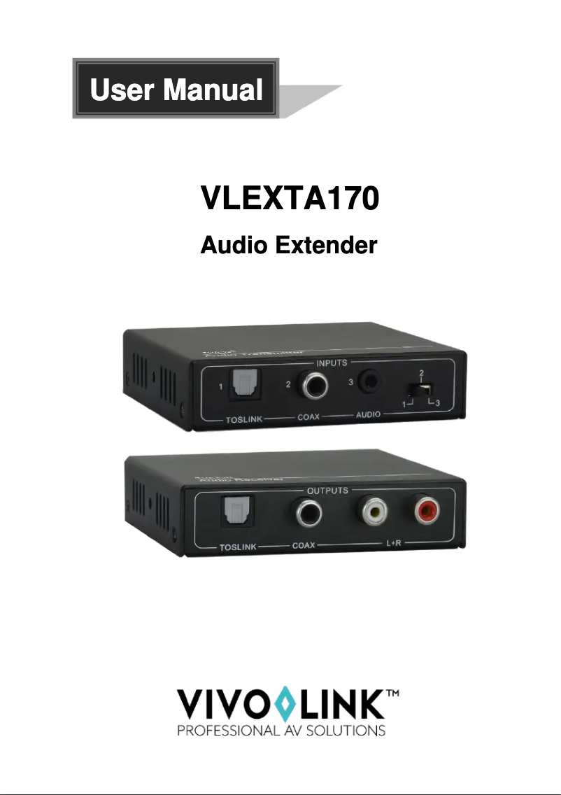 Page n°1 - Manuel utilisateur Vivolink VLEXTA170