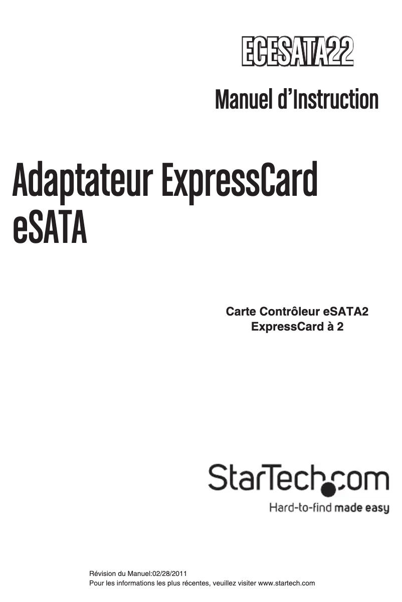 Page n°1 - Manuel utilisateur StarTech.com ECESATA22