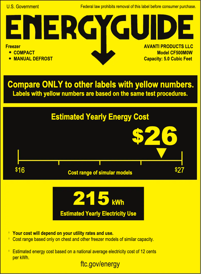 Page n°1 - Label énergétique Avanti CF500M0W-IS