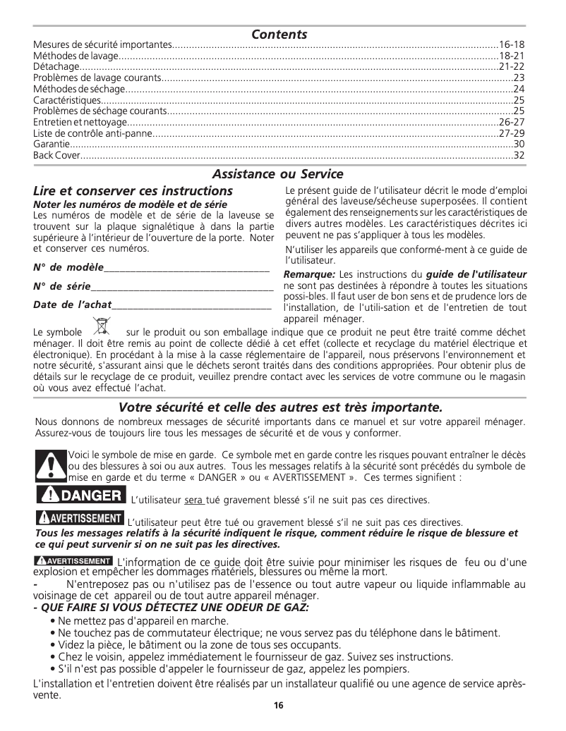 Page n°1 - Manuel utilisateur Frigidaire GCET1031FS