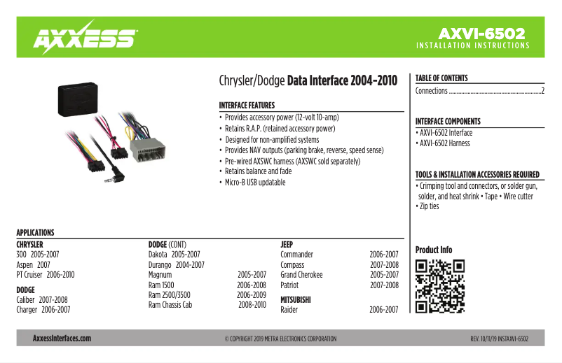 Page 1 de la notice Manuel utilisateur AXESS AXVI-6502