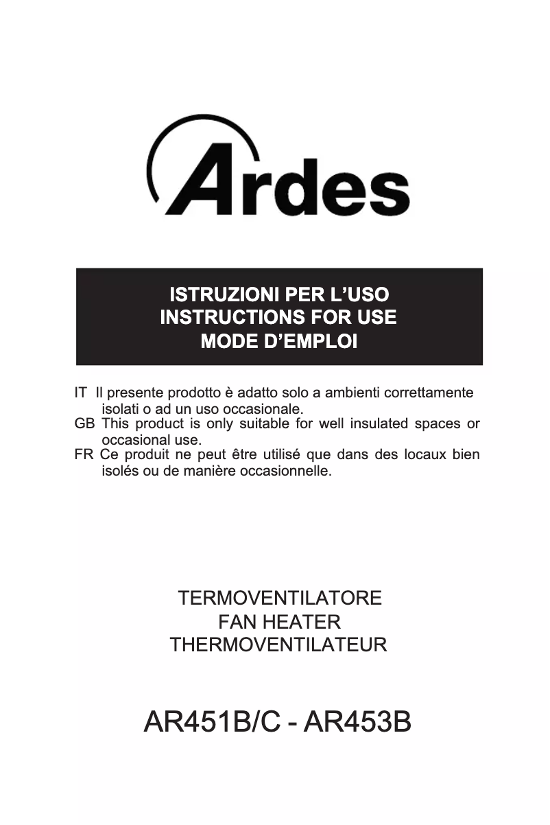 Page 1 de la notice Manuel utilisateur Ardes AR453B