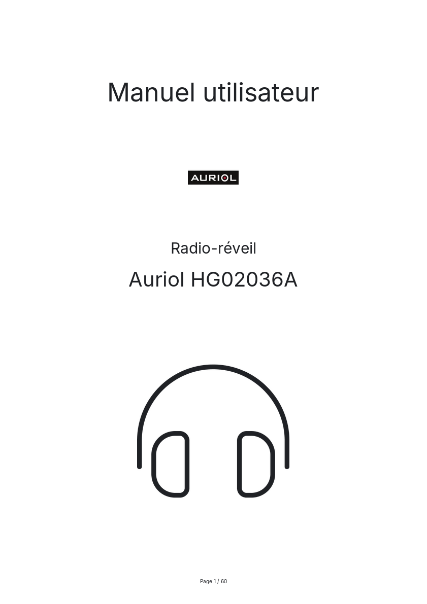 Image de la première page du manuel de l'appareil HG02036A