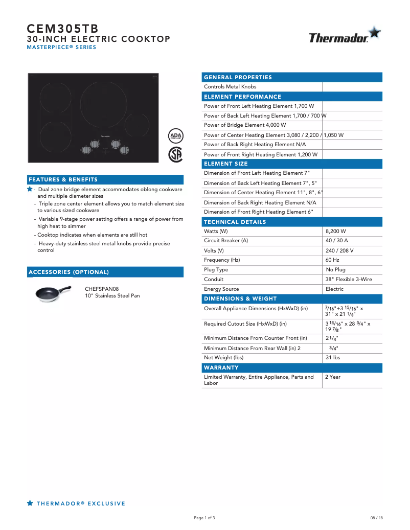 Image de la première page du manuel de l'appareil CEM305TB