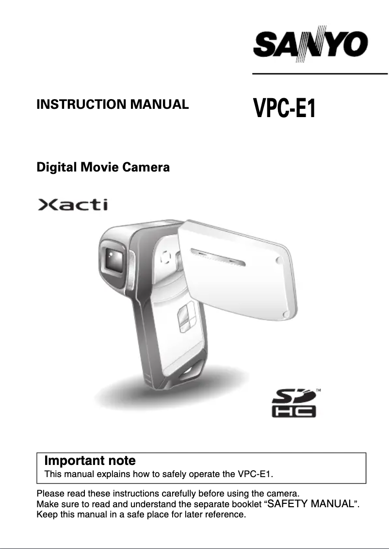 Page n°1 - Manuel utilisateur Sanyo Xacti VPC-E1