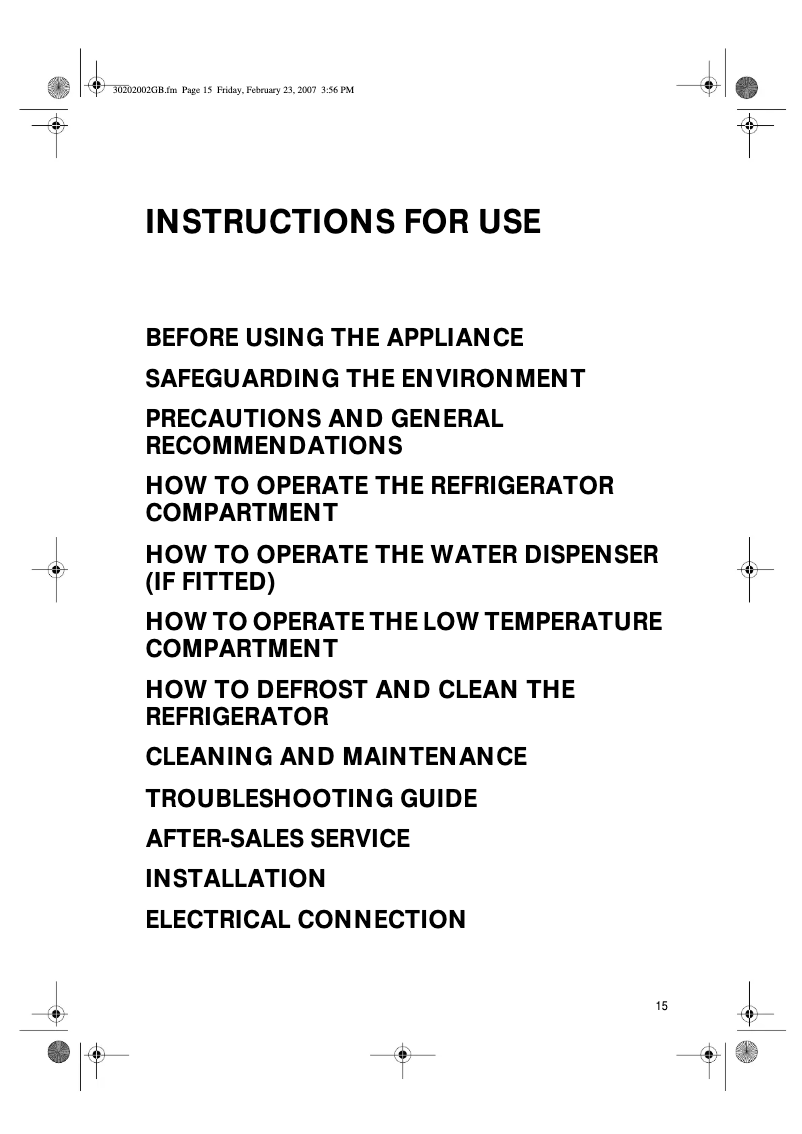 Page 1 de la notice Manuel utilisateur Whirlpool ARC 190 IX AQUA