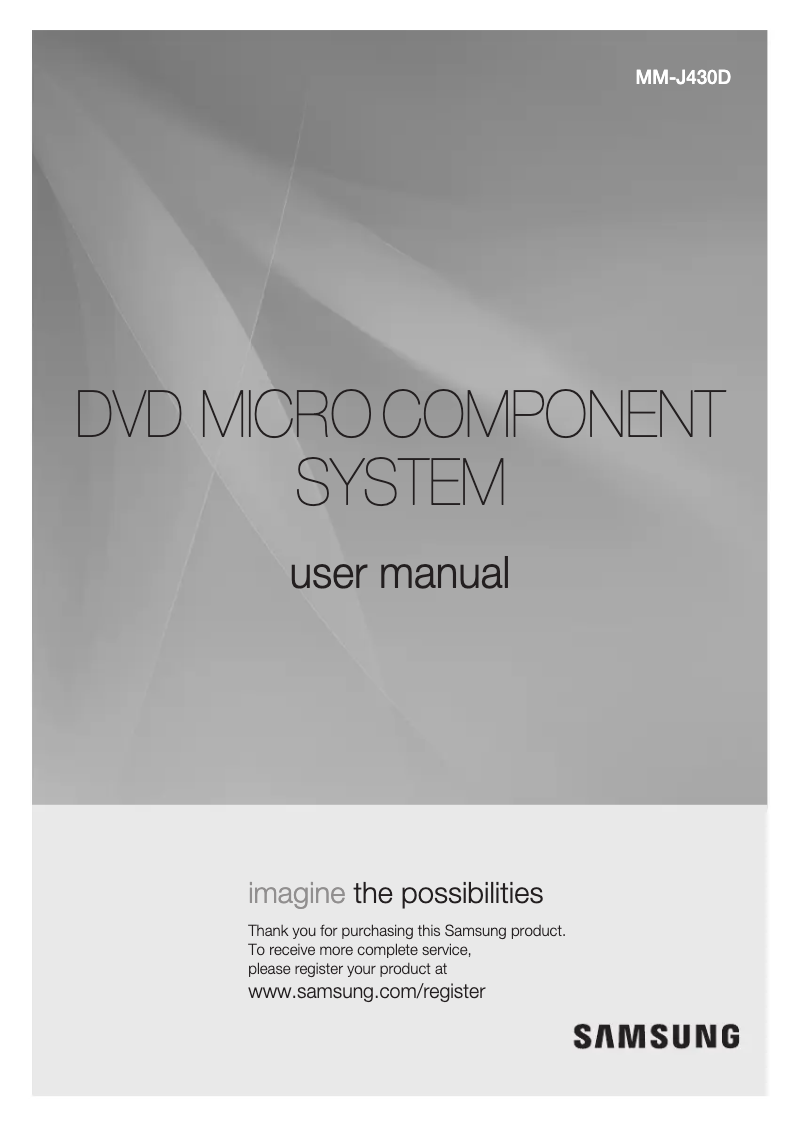 Page 1 de la notice Manuel utilisateur Samsung MM-J430D