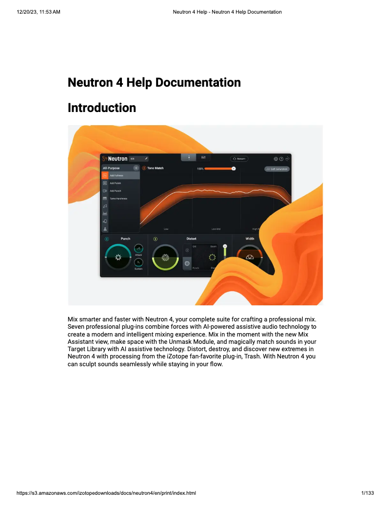 Page n°1 - Manuel utilisateur iZotope Neutron 4