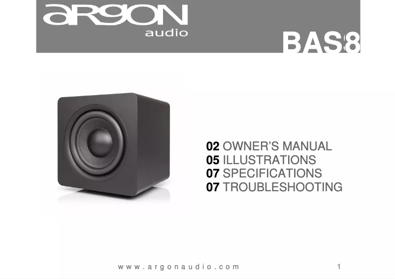 Page n°1 - Manuel utilisateur Argon BASS8 MK2