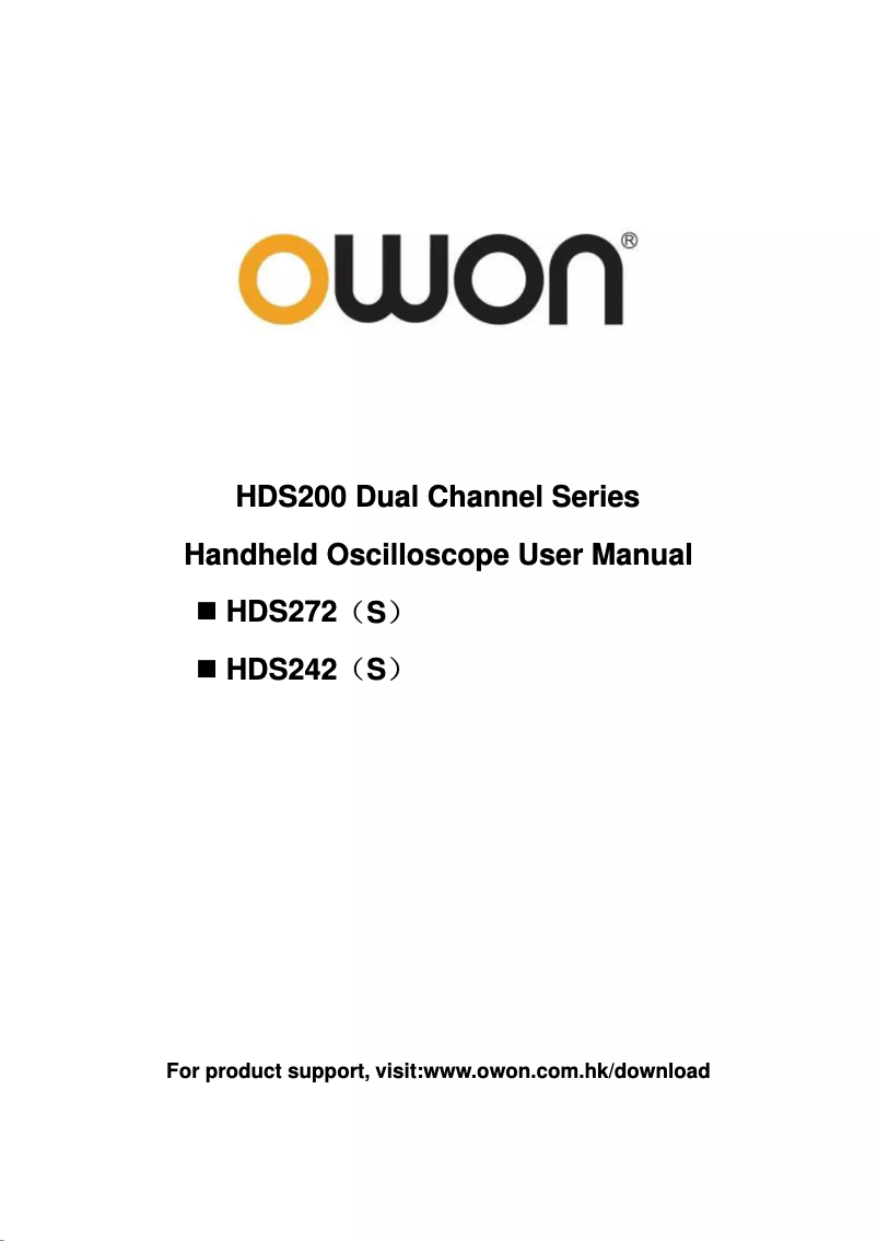 Page 1 de la notice Manuel utilisateur Owon HDS272