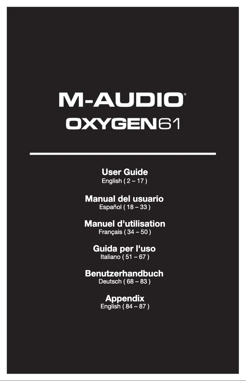Page 1 de la notice Manuel utilisateur M-Audio Oxygen 61