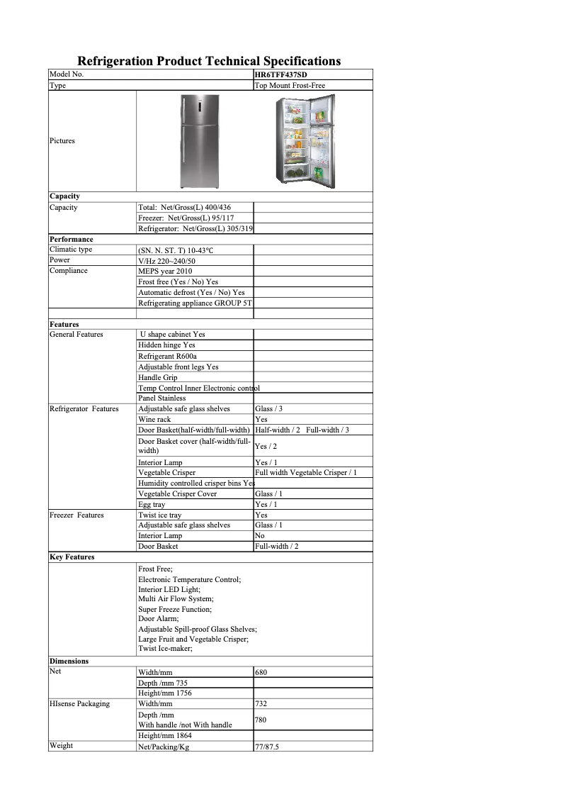 Image de la première page du manuel de l'appareil HR6TFF437SD