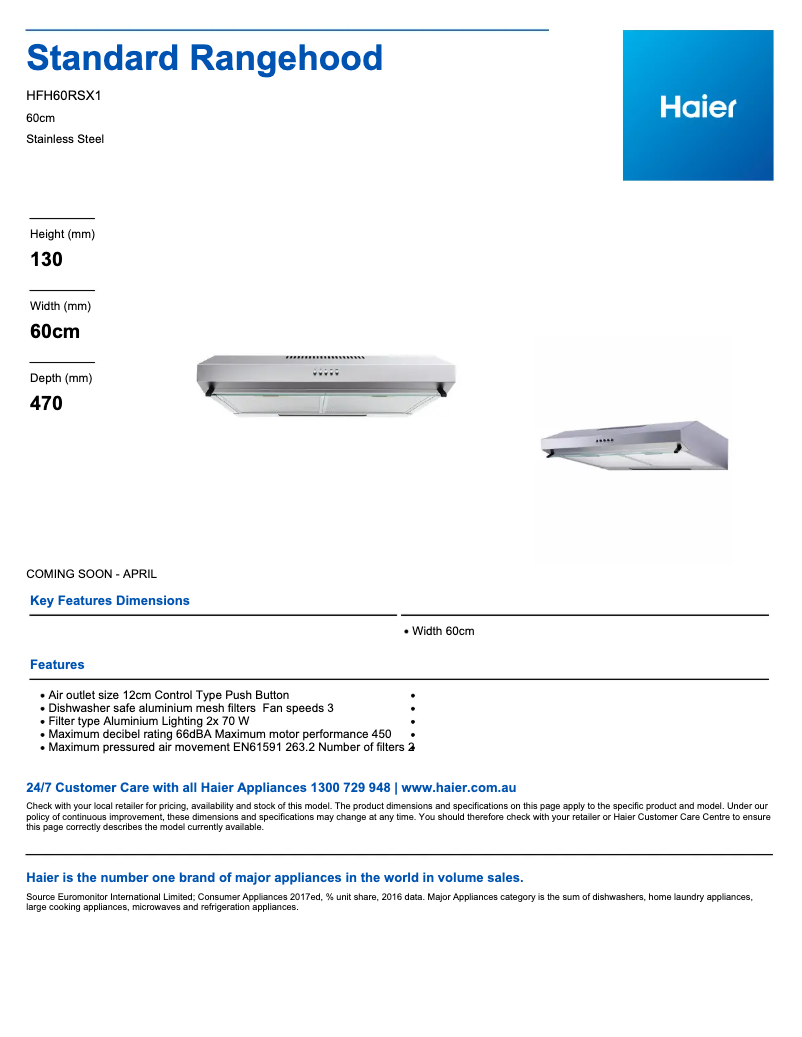 Page n°1 - Fiche technique Haier HFH60RSX1