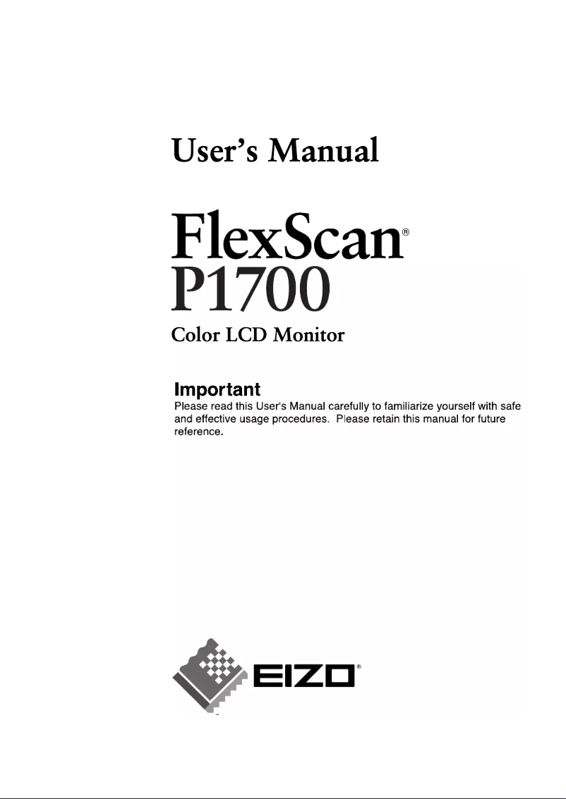 Page 1 de la notice Manuel utilisateur Eizo FlexScan P1700
