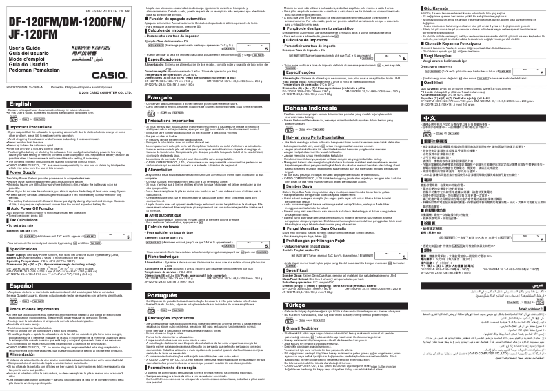 Page 1 de la notice Manuel utilisateur Casio DM-1200FM