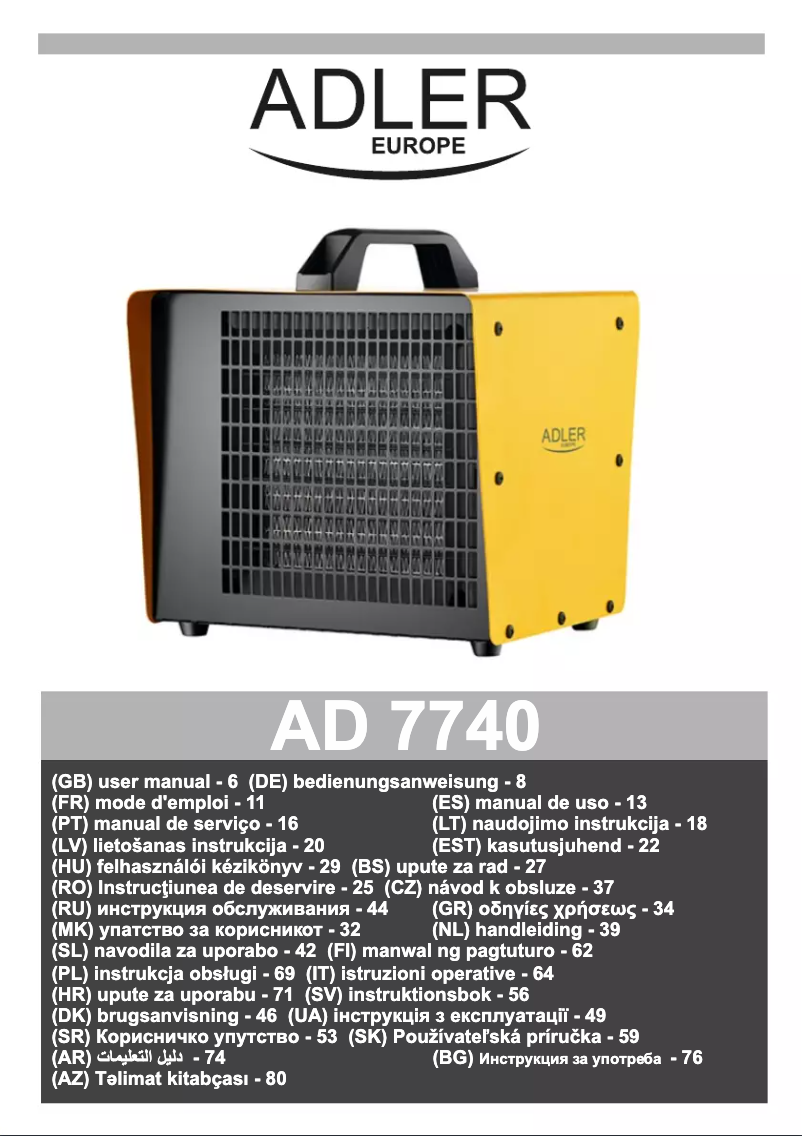 Page n°1 - Manuel utilisateur Adler AD 7740