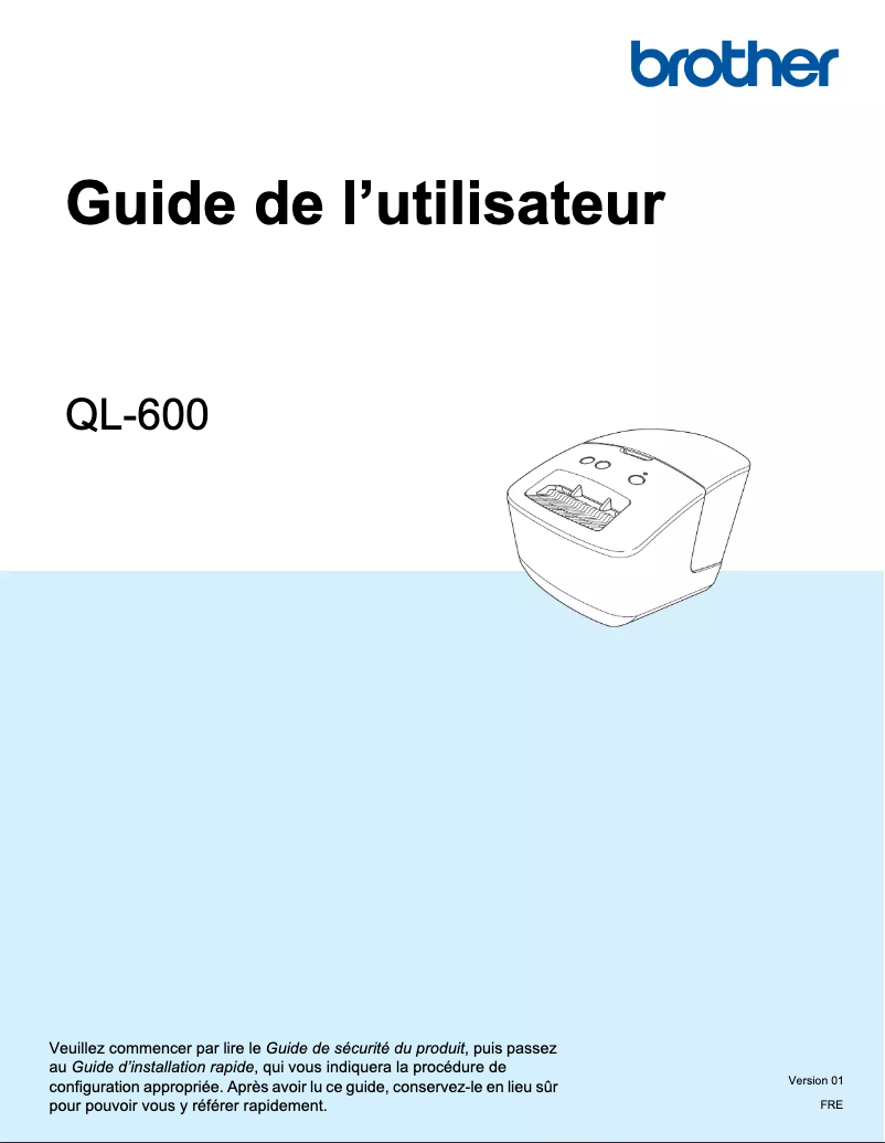Image de la première page du manuel de l'appareil QL-600B