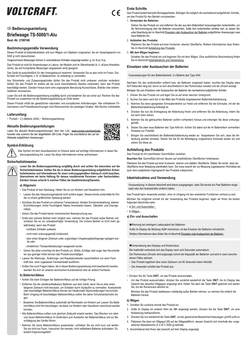 Page n°1 - Manuel utilisateur Voltcraft TS-5000/1