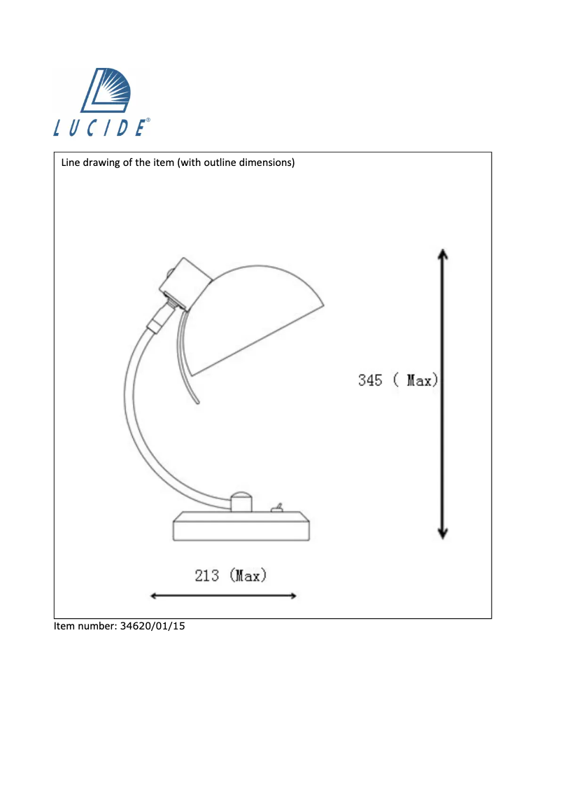 Page 1 de la notice Manuel utilisateur Lucide Campo 34620/01/15