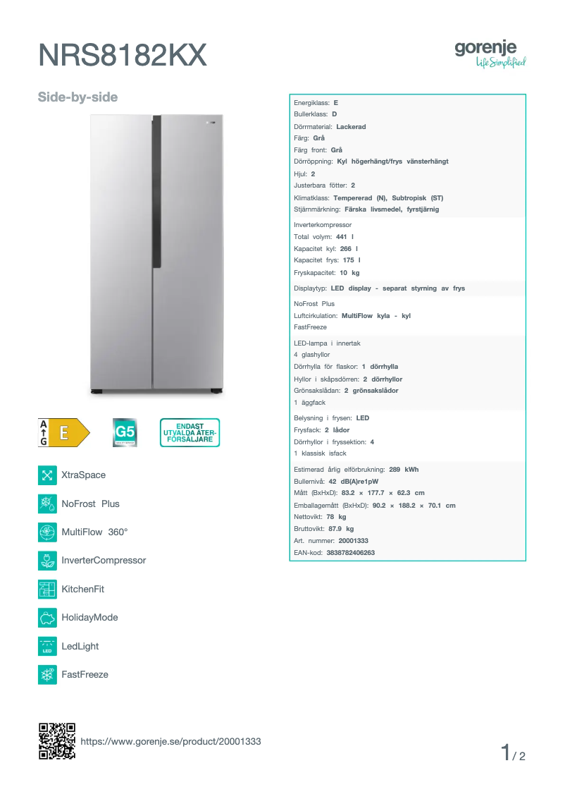 Image de la première page du manuel de l'appareil NRS8182KX
