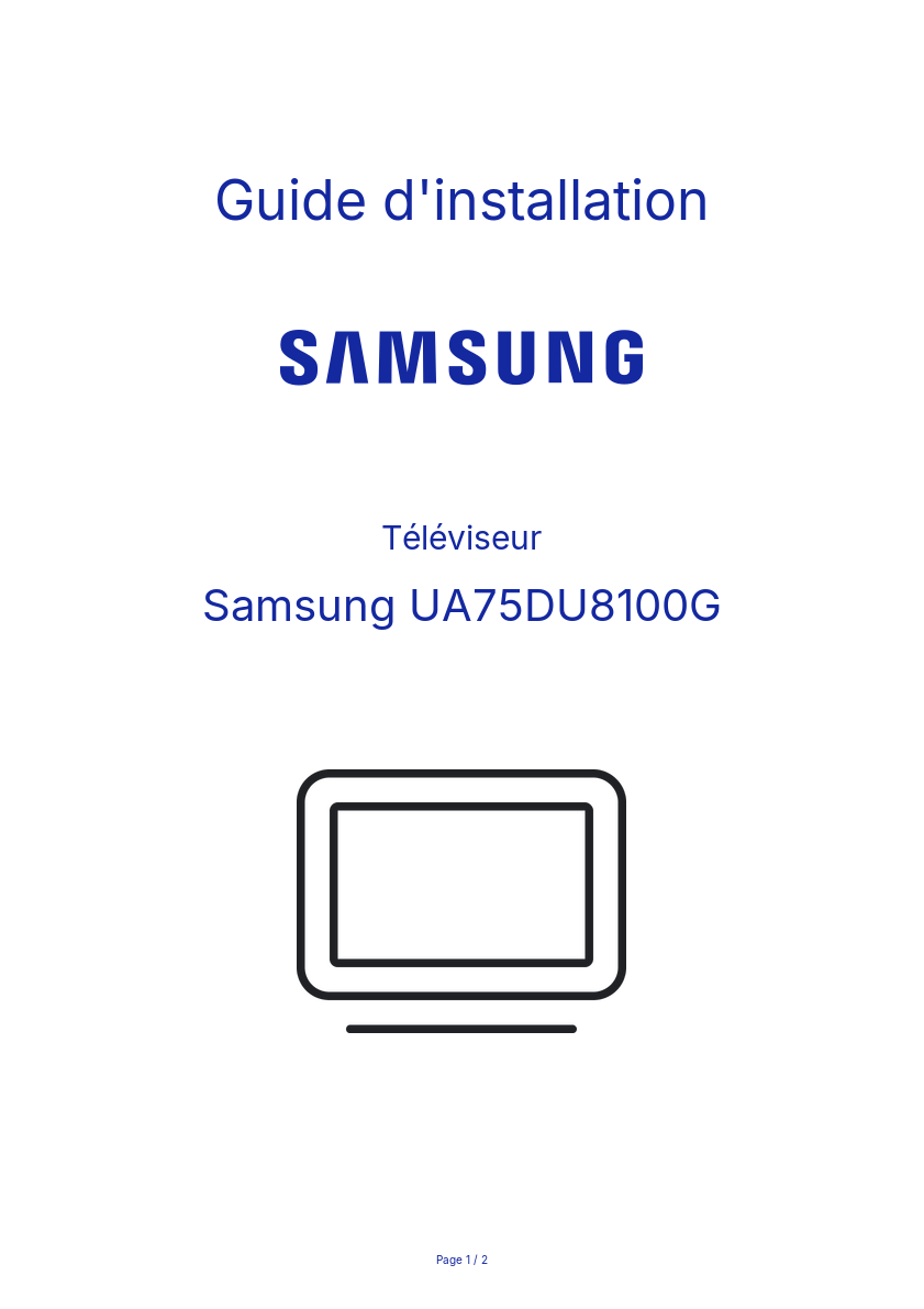 Page n°1 - Guide d'installation Samsung UA75DU8100G