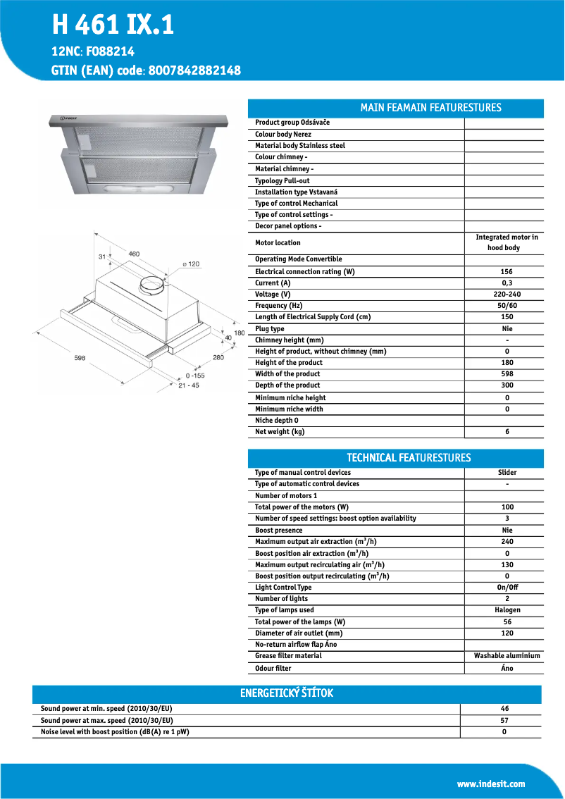 Image de la première page du manuel de l'appareil H 461 IX.1