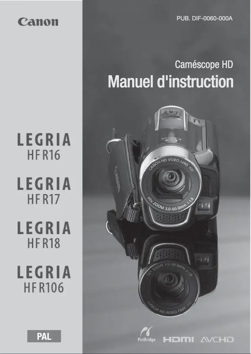 Page n°1 - Manuel utilisateur Canon Legria HF R18