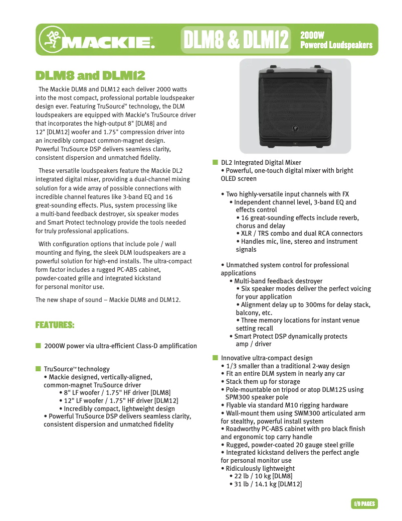 Page n°1 - Fiche technique Mackie DLM12