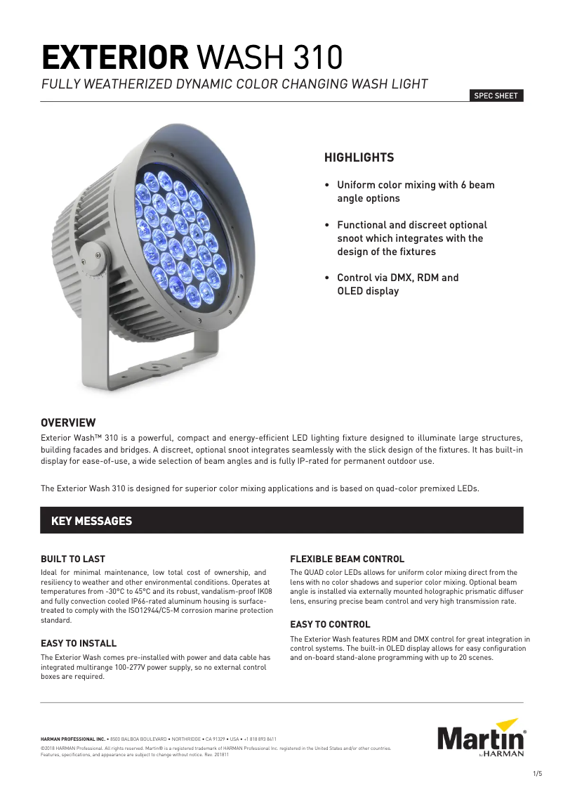 Page n°1 - Fiche technique Martin Exterior Wash 310