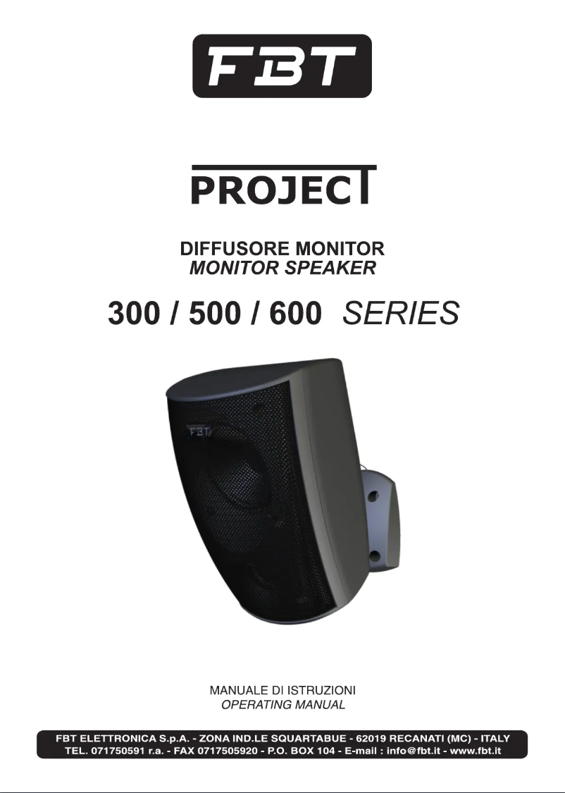 Page n°1 - Manuel utilisateur FBT Project 320