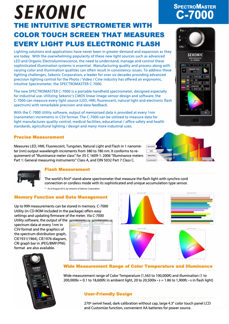 Página 1 del manual Ficha técnica Sekonic SpectroMaster C-7000