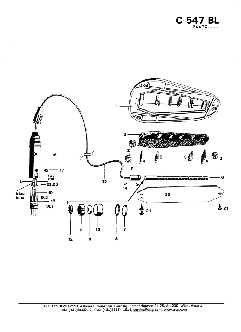 Page 1 de la notice Manuel utilisateur AKG C547 BL