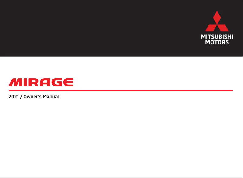 Page 1 de la notice Manuel utilisateur Mitsubishi Mirage (2021)