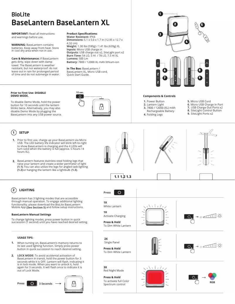 Página 1 del manual Manual de usuario BioLite BaseLantern XL