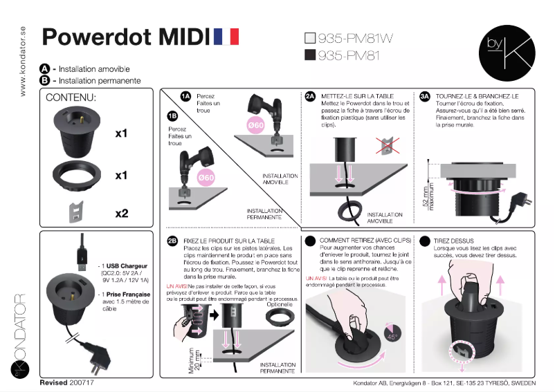 Page 1 de la notice Manuel utilisateur Kondator 935-PM81W