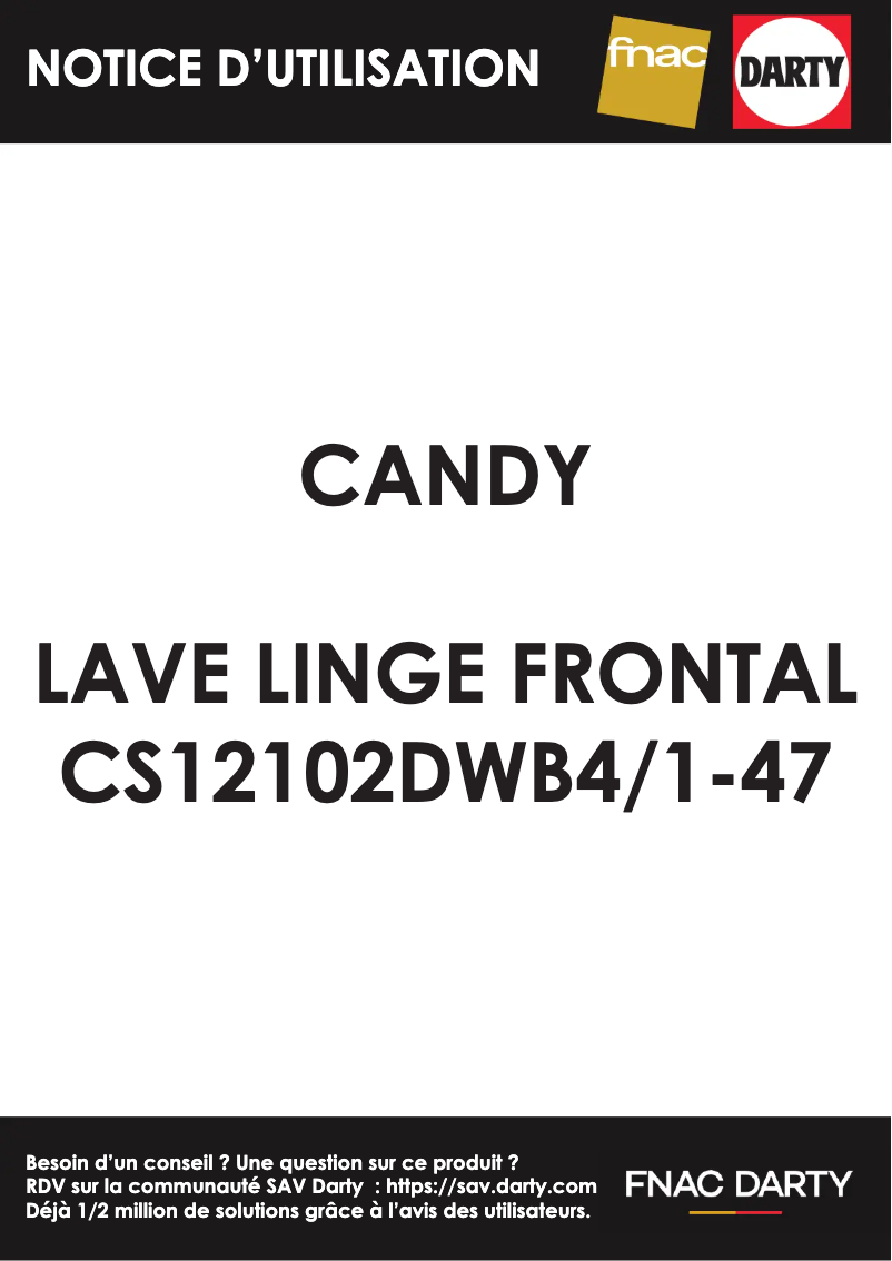 Page 1 de la notice Manuel utilisateur Candy CS12102DWB4/1-47