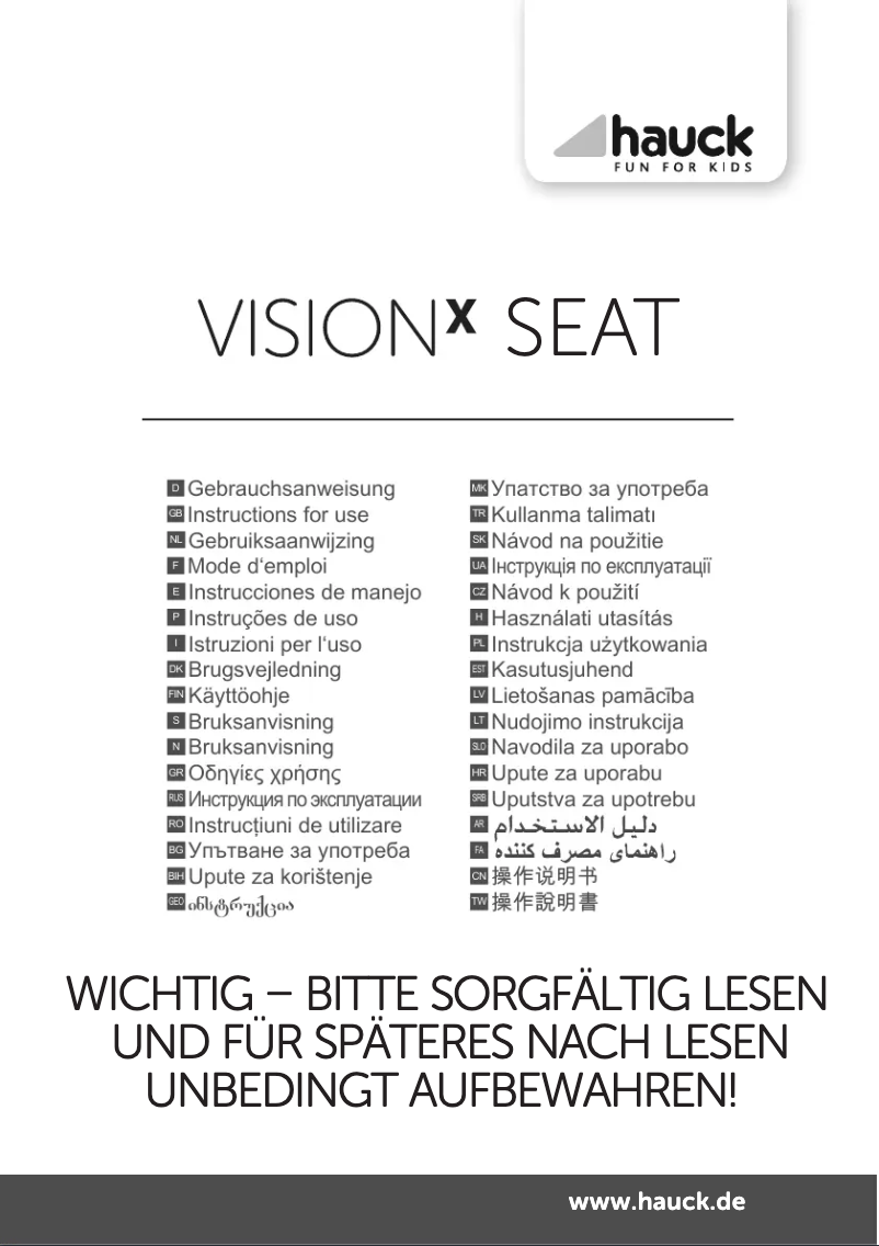Página 1 del manual Manual de usuario Hauck Vision X Seat
