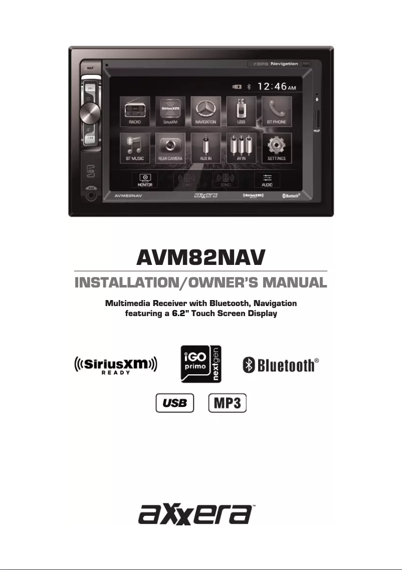Image de la première page du manuel de l'appareil Axxera AVM82NAV