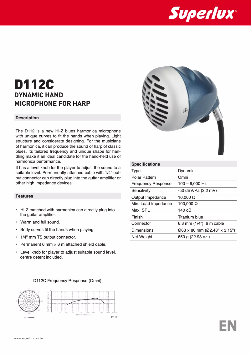 Page n°1 - Manuel utilisateur Superlux D112C